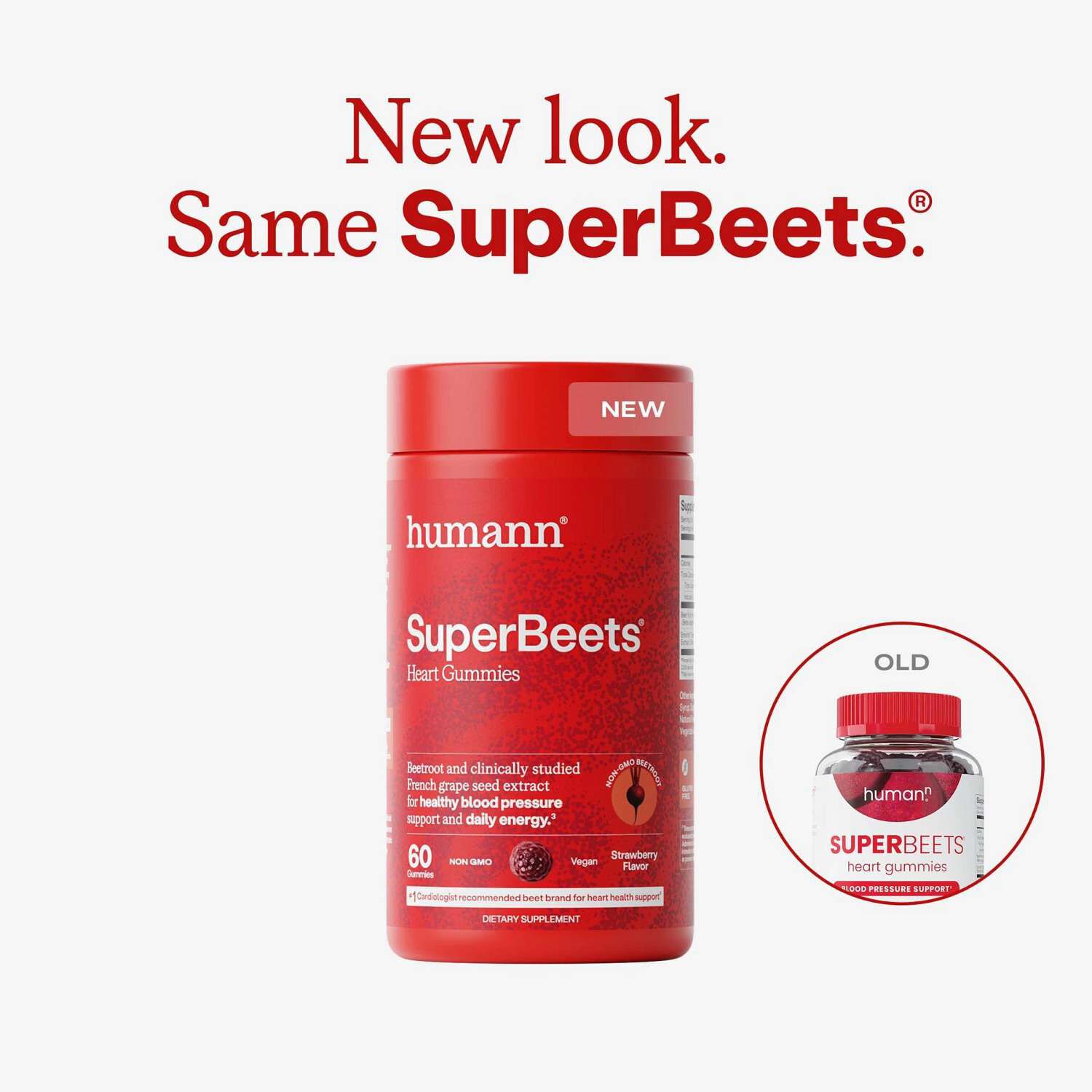 SuperBeets Blood Pressure Support - Strawberry - 60 Gummies (30 Servings)